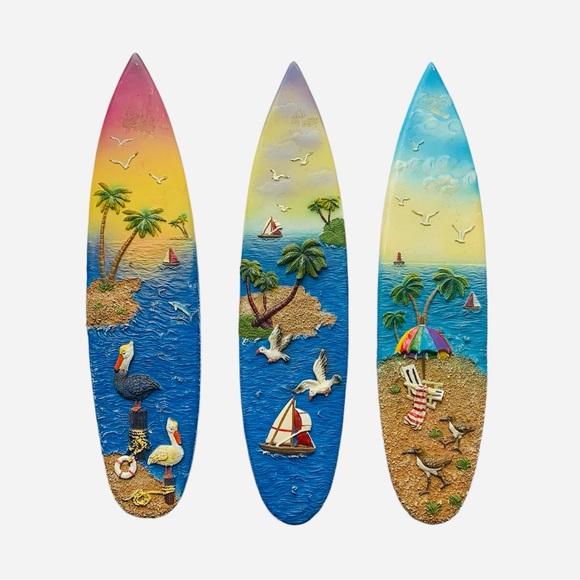 Tradewind Bay Mini Surfboard Art Polystone 3D Wall Mount Decor Lot Of 3 - Picture 1 of 7